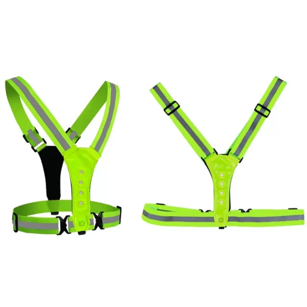 Green Reflective Illuminated Light Up Safety Vest Dusk Walking Running LED Bulbs - Image 2