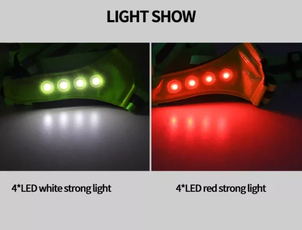 Green Reflective Illuminated Light Up Safety Vest Dusk Walking Running LED Bulbs - Image 3